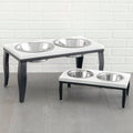 Noor Double Diner - Modern Minimalist Elevated Dog Bowls, Hardwood w/ Metal Stand (6" Small / 12" Large Dog)