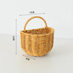 Wall shelf made of untreated wood with rattan inserts Bowlift