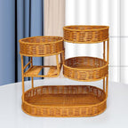Unisex Rattan Shelf with Three Levels Bowlift