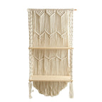 Decorative Wall-Mounted Macrame Shelf with Natural Wooden Accents Bowlift