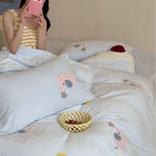Children's bedding set made of fine cotton satin with applied elephant decorations and cozy quilt Bowlift