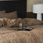 Reversible microfibre fleece bedding set with subtle stripe structure and extra soft cuddle surface