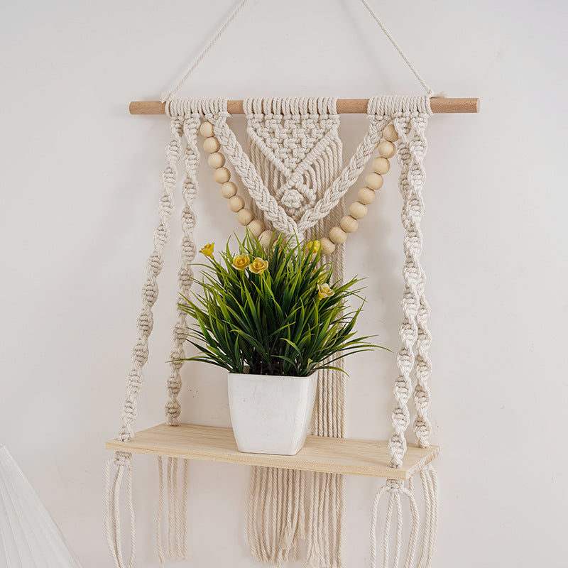 Macramé Wall Shelf with Decorative Beads Bowlift