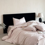 Luxurious cotton satin bed linen set with subtle check pattern and silk matte finish Bowlift