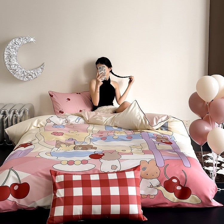 Playful bedding set with dessert illustration print