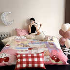 Playful bedding set with dessert illustration print