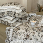 Romantic Vintage Bedding Set with Ruffles and Lace