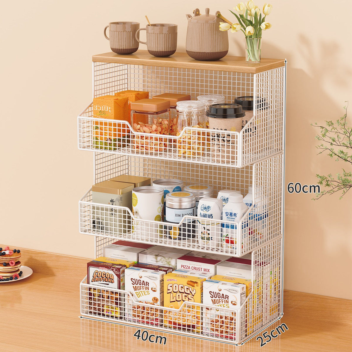 Multi-Tiered Rolling Kitchen Storage Rack Bowlift