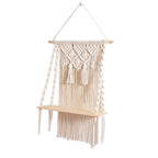Macrame Wall Hanging Shelf with Decorative Accents Bowlift