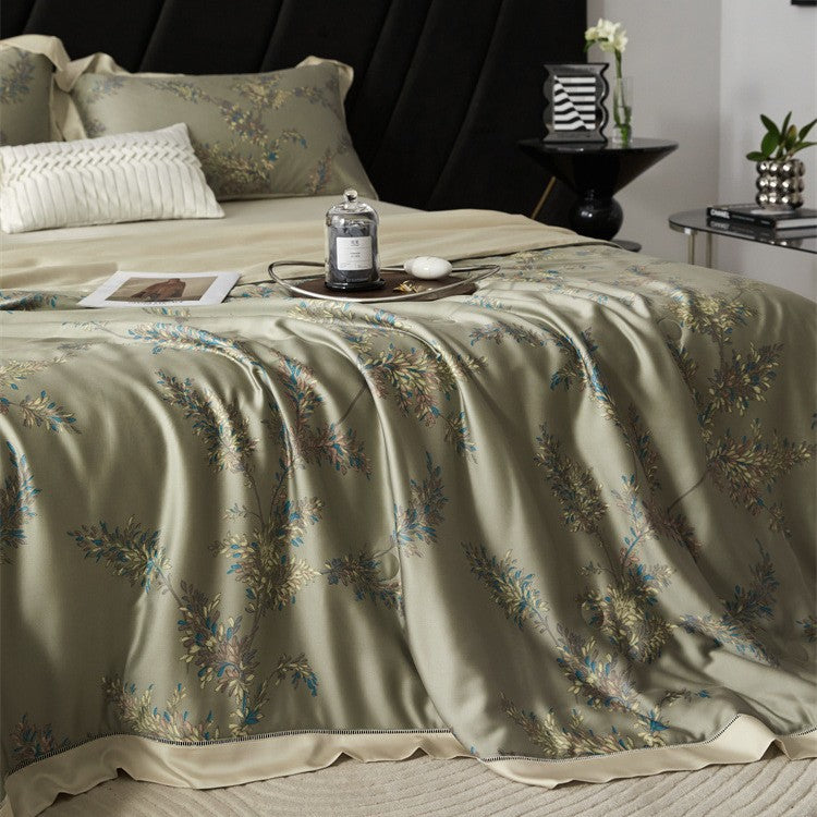 Luxurious satin bedspread set with floral jacquard embroidery Bowlift