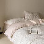 Breathable cotton percale bedding set with pastel dot pattern