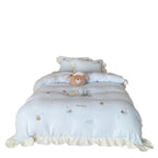 Bedding set in baby motif made of soft cotton blend with ruffle trim