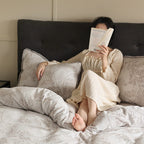 Jacquard bedding set with leaf relief, light quilting, and soft finish