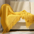 Decorative Fringe Knit Throw Blanket