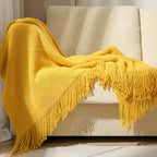 Decorative Fringe Knit Throw Blanket