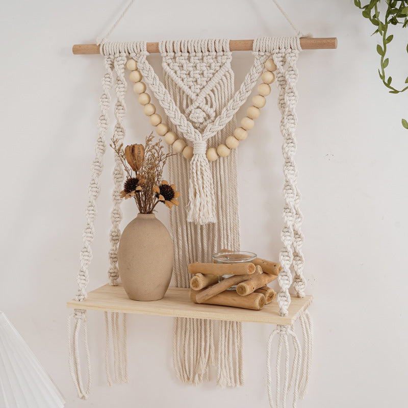 Macramé Wall Shelf with Decorative Beads Bowlift