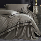 Luxurious satin cotton bedding set with fine piping