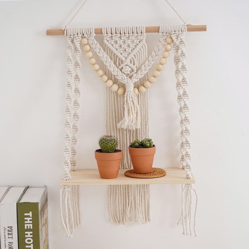 Macramé Wall Shelf with Decorative Beads Bowlift