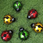 Decorative Solar-Powered Metal Ladybug Garden Lights With Warm LED Accents Bowlift