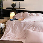 Silk-gloss bed linen set with embroidered rose border Bowlift