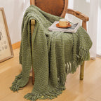 Cozy Textured Fringe Throw