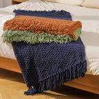Cozy Textured Fringe Throw