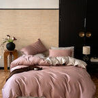 Reversible satin bedding set with silky touch and extra soft finish