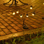 Decorative Multi-Head Solar Garden Stake Lanterns With Warm LED Bowlift