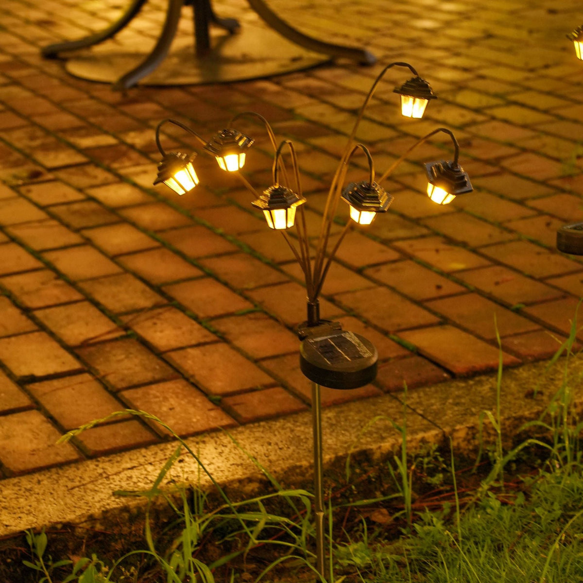 Decorative Solar Lantern Stake Lights Cluster For Garden Pathway Bowlift
