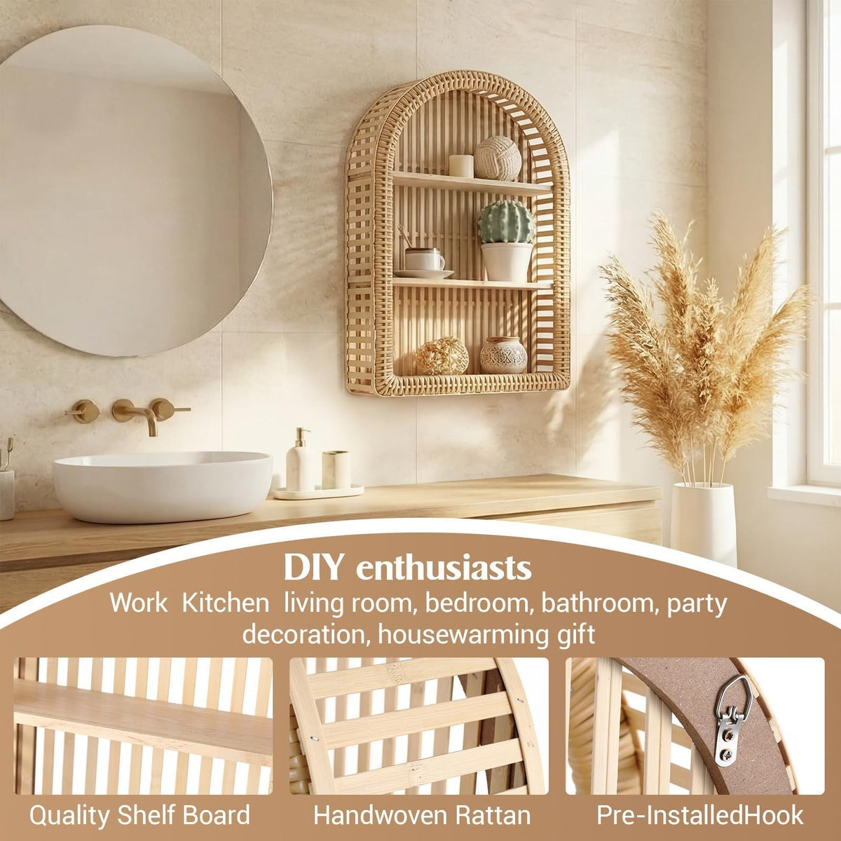 Circular Bamboo Wall Shelf Bowlift