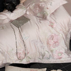 Luxurious satin bedding set with floral embroidery and silk-soft finish Bowlift