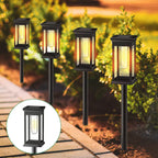 LED Garden Stake Lantern With Frosted Acrylic Panel And Weatherproof Metal Frame Bowlift