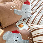 Quilted bedding and throw blanket set with check stitching, velvet texture, and floral appliqué