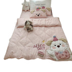 Children's bedding set with cute bear appliqué and soft microfiber