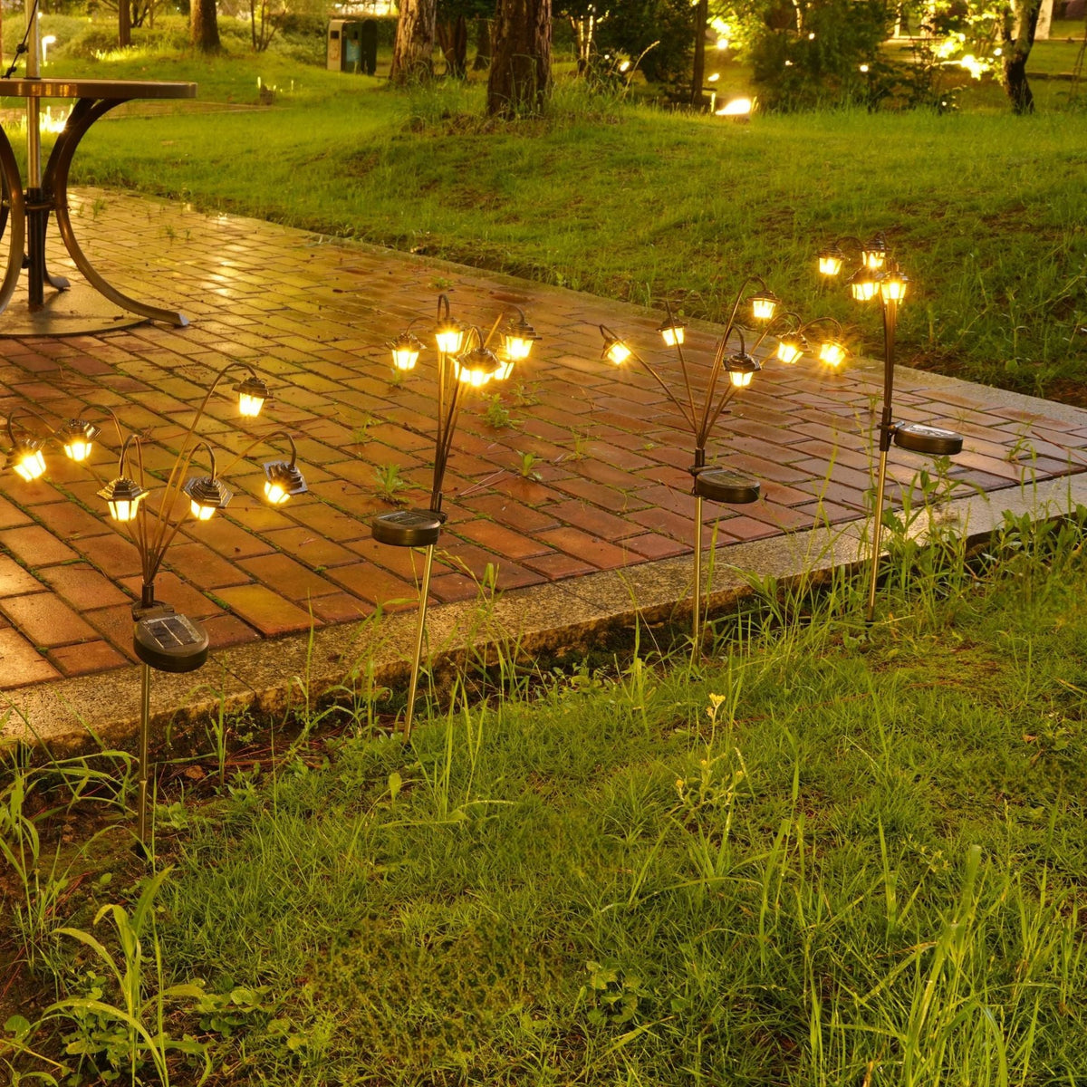 Decorative Solar Lantern Stake Lights Cluster For Garden Pathway Bowlift