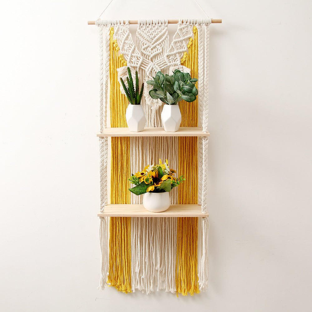 Macramé Wall Decor with Shelving Bowlift