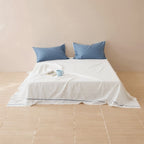 Noble cotton satin bed sheet and pillowcase set with fine piping