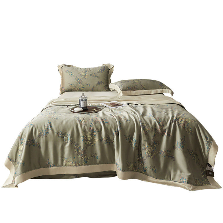 Luxurious satin bedspread set with floral jacquard embroidery Bowlift