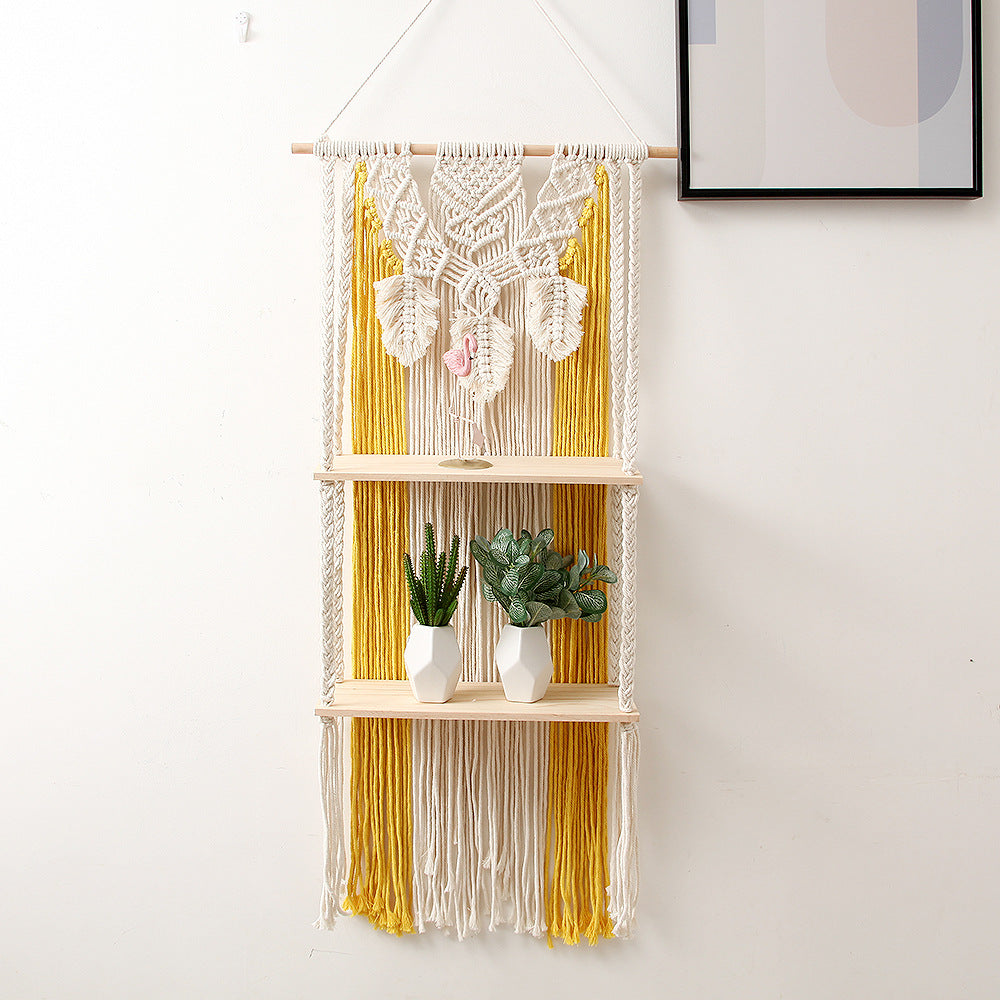 Macramé Wall Decor with Shelving Bowlift