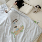 Children's comfort quilt with sweet bunny embroidery and silky satin cover