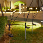 Solar LED Dandelion Garden Stake Lights With Flexible Multi-Head Stems And Integrated Solar Panel Bowlift