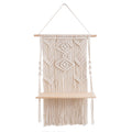 Decorative Macramé Wall Shelf with Rustic Wooden Accent Bowlift