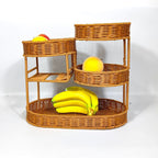 Unisex Rattan Shelf with Three Levels Bowlift