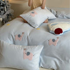 Children's bedding set made of fine cotton satin with applied elephant decorations and cozy quilt Bowlift
