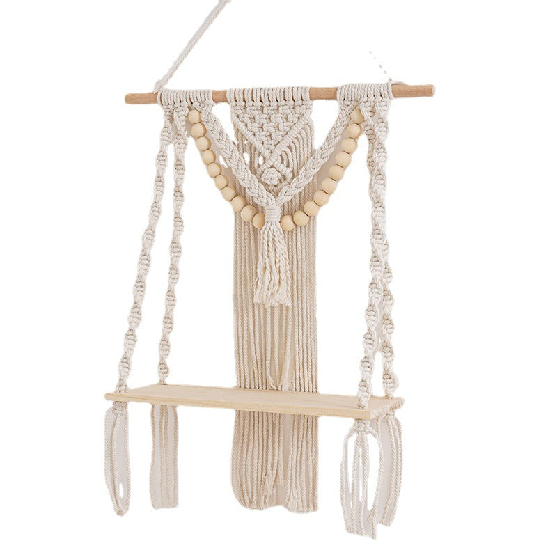 Macramé Wall Shelf with Decorative Beads Bowlift