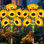 Solar-Powered LED Sunflower Garden Stake Lamp With Waterproof Panel And Adjustable Stem Bowlift