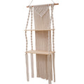 Macramé Decorative Wall Shelf with Natural Wood Accents Bowlift