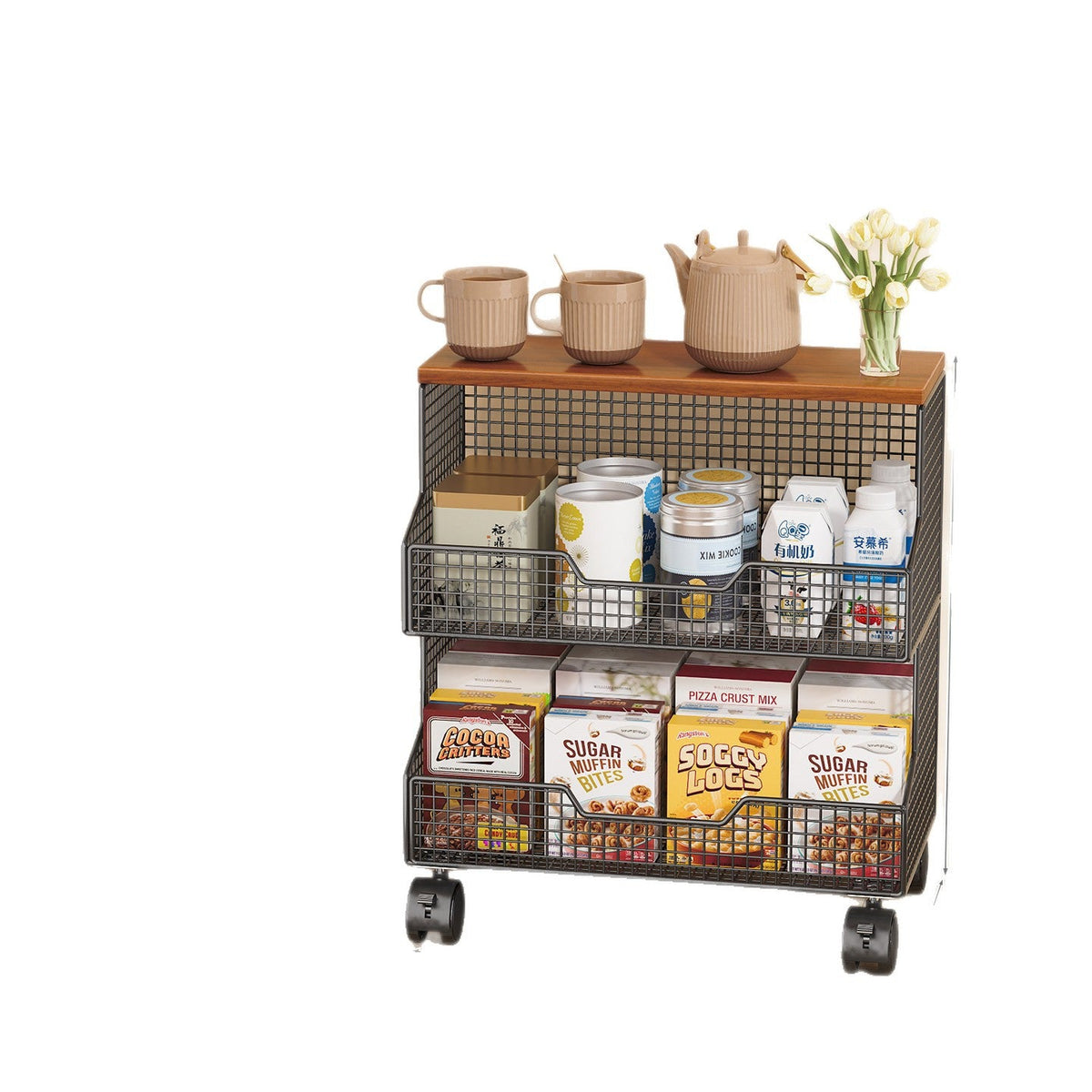 Multi-Tiered Rolling Kitchen Storage Rack Bowlift