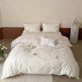 Elegant embroidered bedding set made of cotton satin with cat and flower motif Bowlift