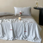 Silky shiny satin bedding set with cute panda embroidery